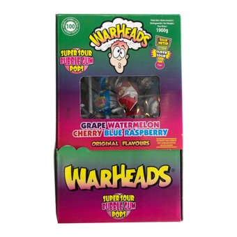 Warheads - Super Sour Bubblegum Pops - 100 pcs
