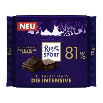 Ritter Sport | Cacao 81% Extra Intens | 12 x 75 gram