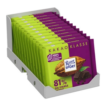Ritter Sport - Cacao Selection 81% Extra Intense from Ghana - 12x 100g
