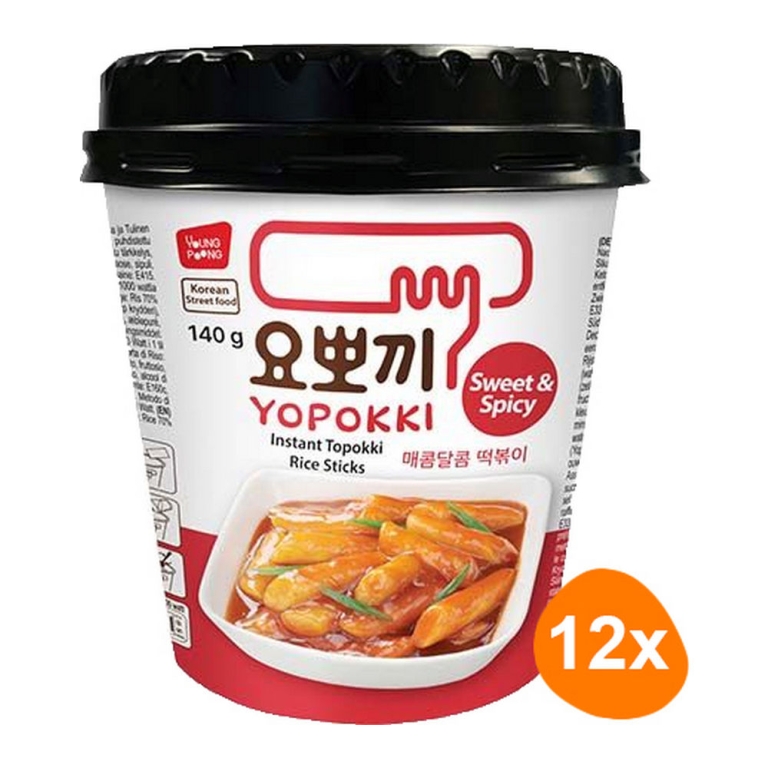 Yopokki - Instant Topokki Rice Cake Sweet & Spicy - 12 Cups