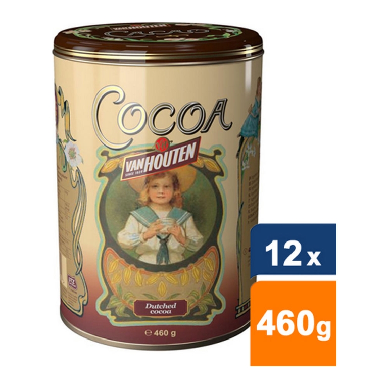 Van Houten - Cocoa powder in yellow vintage tin - 12x 460g
