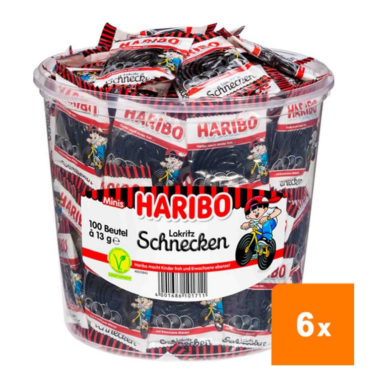 Haribo - Licorice wheels - 6x 100 Mini bags
