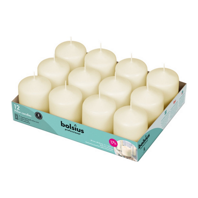 Bolsius - Pillar candles - 80/60 - Ivory - 12 pieces