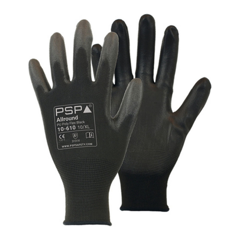 PSP - 10-610 PU Zwart Werkhandschoen 12 Paar Maat 10/XL - Per stuk