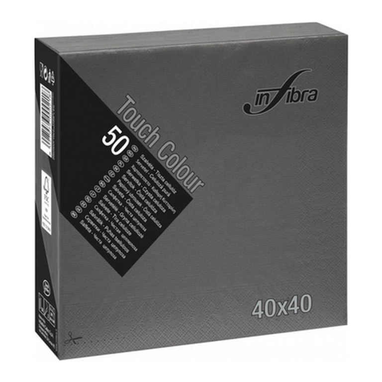 Infibra - Servetten 2-laags - 1/4 vouw - Zwart - 40x40cm - 24x50 stuks