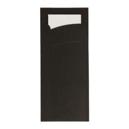 Bestekzakje - Pochette Zwart - Wit Servet - 600 stuks
