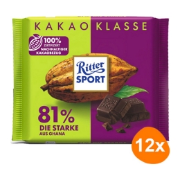Ritter Sport - Cacao Selection 81% Extra Intense from Ghana - 12x 100g