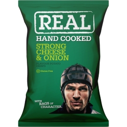 Real Crisps - Strong Cheddar & Onion - 10 x 150 grams