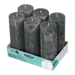 Bolsius - Rustieke Stompkaarsen 190/68 - Stormy Grey - 6 stuks