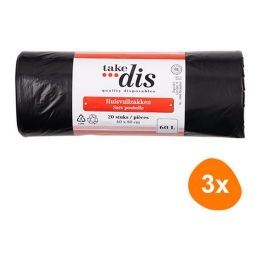 Take Dis - Garbage Bag Grey 60ltr- 3x 20 Bags