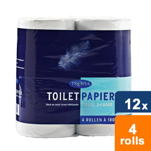 Donder Dodelijk opslaan Propia - Toiletpaper 2-Ply tissue - 12x 4 rolls